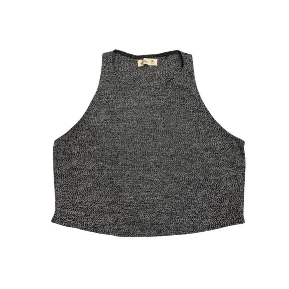 Hollister Gray High Neck Knit Cropped Tank Top Size Women's Medium - Picture 1 of 3